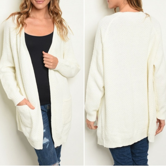 IVORY KNIT SWEATER CARDIGAN - Picture 1 of 8